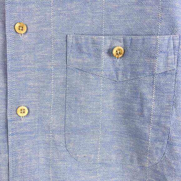 Bowen & Wright Shirt -Mens XL-Light Blue Linen Blend SS BD Woven - Picture 2 of 6